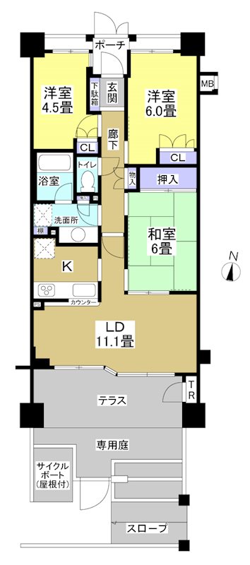 ナイスアーバン秋葉坂 103号室 間取り図