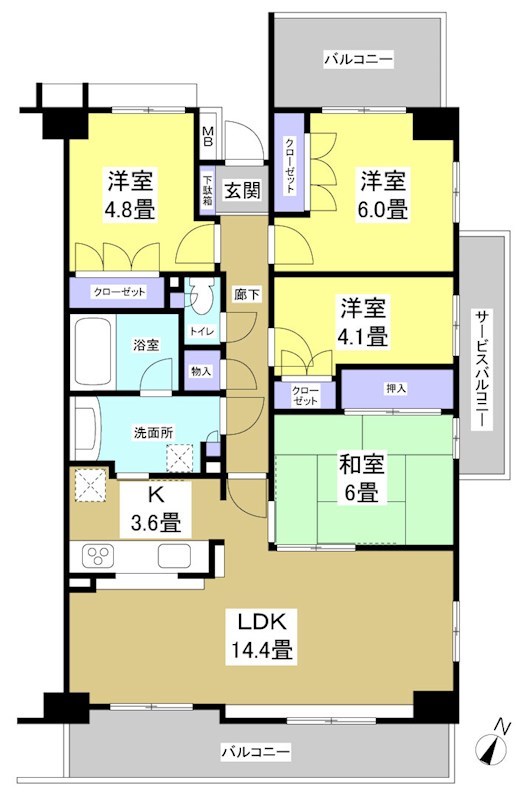 エムズ鴨江  416号室 間取り図