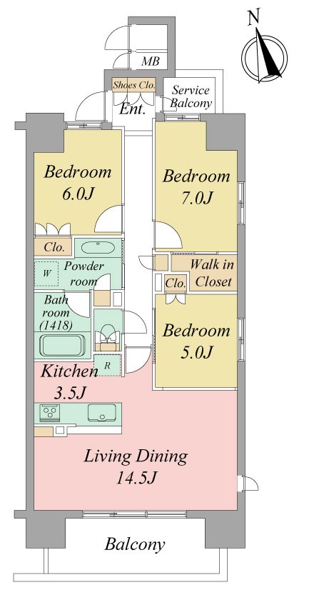 サンメゾン浜松元浜 203号室 間取り図