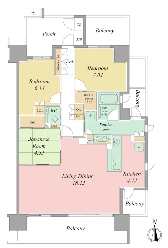 ブライトタウン磐田中泉ザ・スイート 1205号室 間取り図