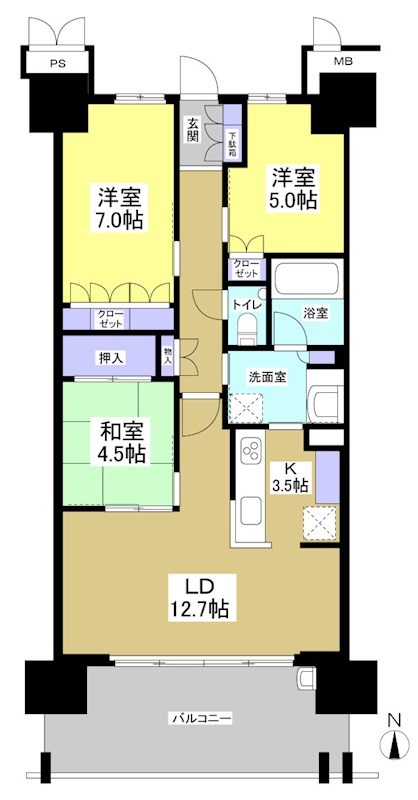 常盤町レジデンス 311号室 間取り図