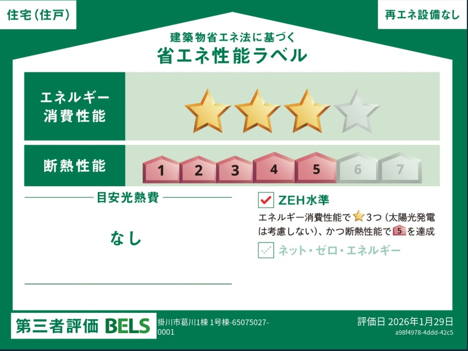 掛川市葛川 省エネ性能ラベル