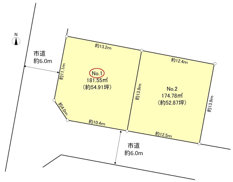 湖西市駅南二丁目 No.1 間取図・土地図