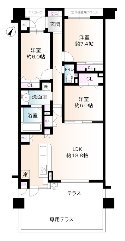 ネバーランドシエル箕面ロワイヤルN棟 間取図・土地図