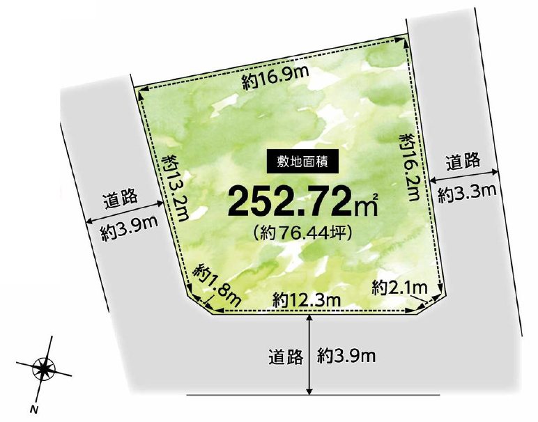 【会員限定】箕面市桜ケ丘4丁目 土地 間取図・土地図