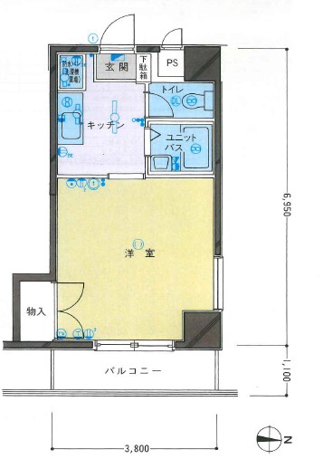 パレドール高城　大分Ⅲ 708号室 間取り図