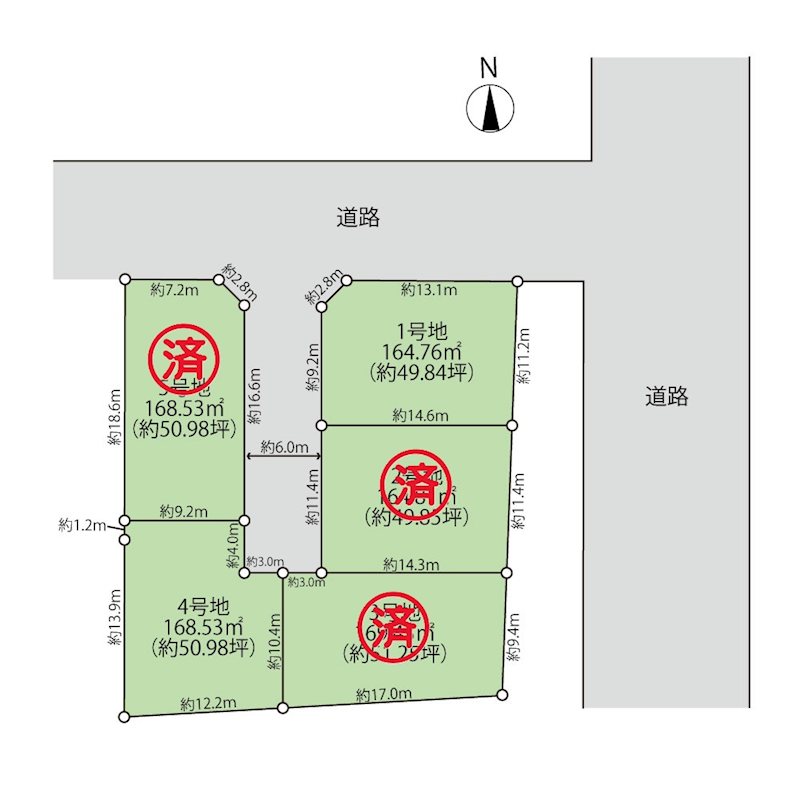 【建築条件無し】坂ノ市中央3丁目　土地　1号地 間取図・土地図