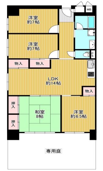 桂川ハイツ4号棟 間取図・土地図