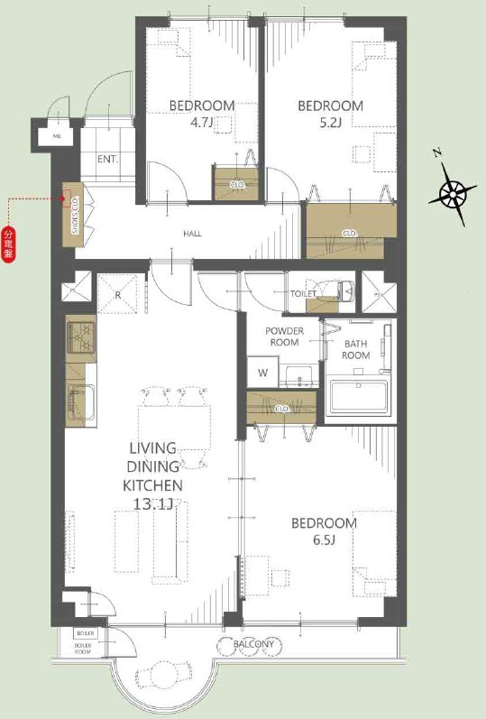 山科音羽マンションA棟 間取図・土地図