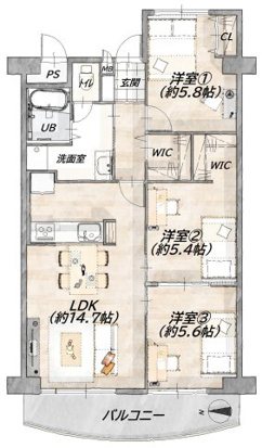 ファミール伏見A棟 間取図・土地図