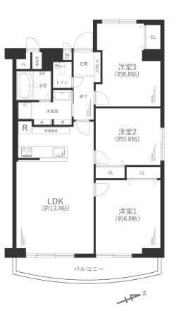 ファミール伏見A棟 間取図・土地図