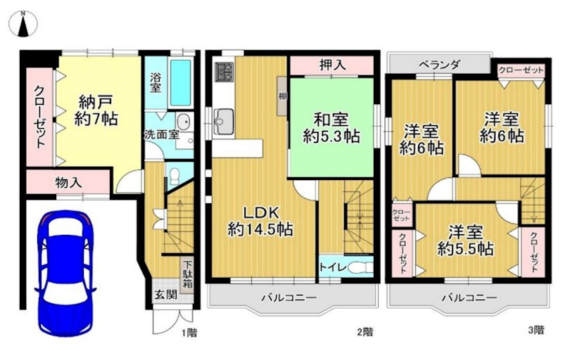 山科区西野楳本町77-55 戸建 間取図・土地図