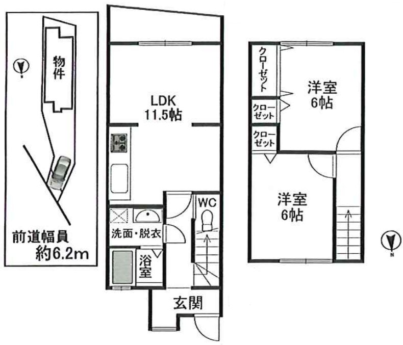 右京区常盤一ノ井町9-5、13-5 戸建 間取図・土地図