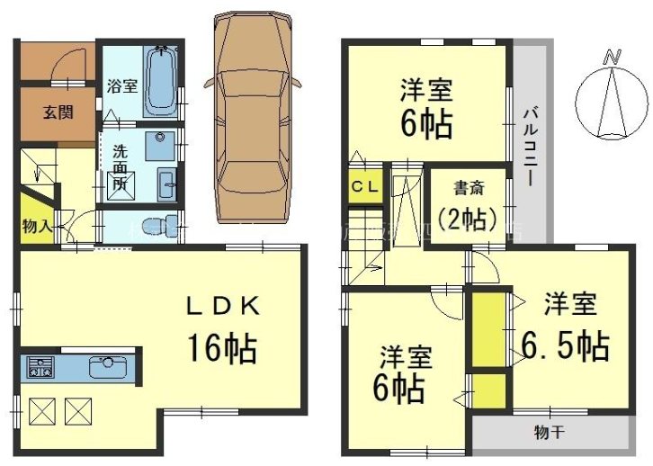 山科区椥辻封シ川町 戸建 間取図・土地図
