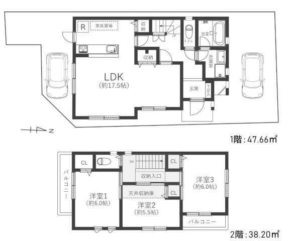 西京区松室扇田町13-4 戸建 間取図・土地図