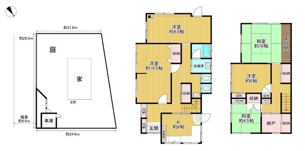京都市左京区修学院檜峠町　中古戸建 間取図・土地図