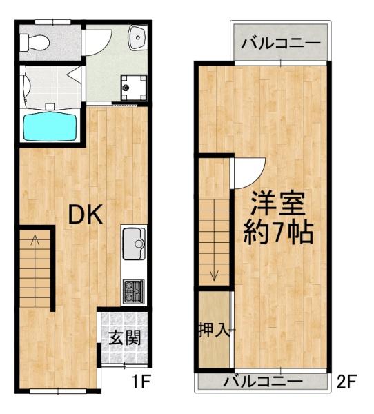 大阪市住吉区清水丘2丁目　中古テラスハウス 間取図・土地図