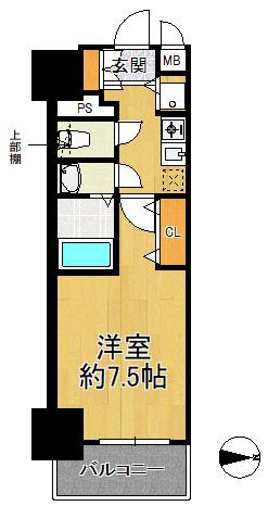 エスリード大手前　2階部分 間取図・土地図