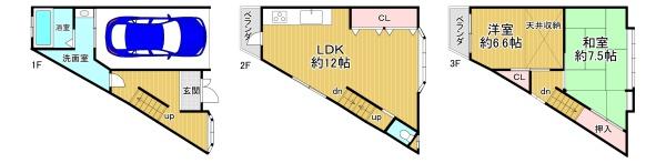 京都市右京区太秦皆正寺町　中古戸建 間取図・土地図