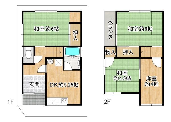 堺市西区鳳西町2丁　中古戸建 間取図・土地図