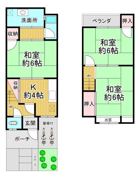 京都市山科区小山中ノ川町　中古テラスハウス 間取図・土地図