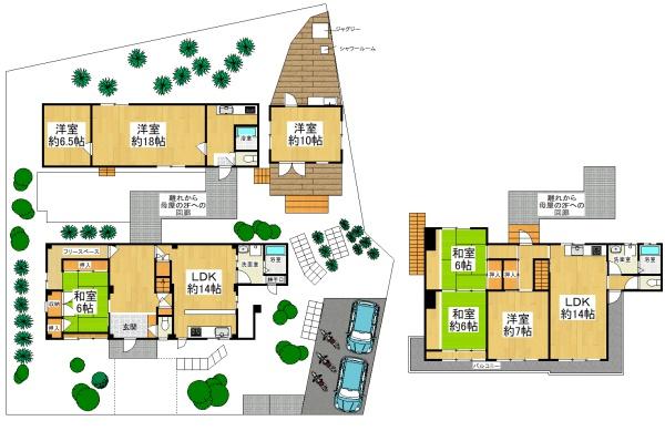 大東市野崎3丁目　中古戸建 間取図・土地図