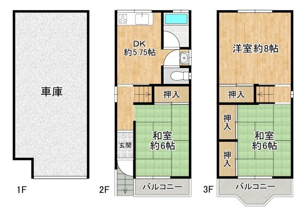 大阪市大正区鶴町3丁目　中古戸建 間取図・土地図