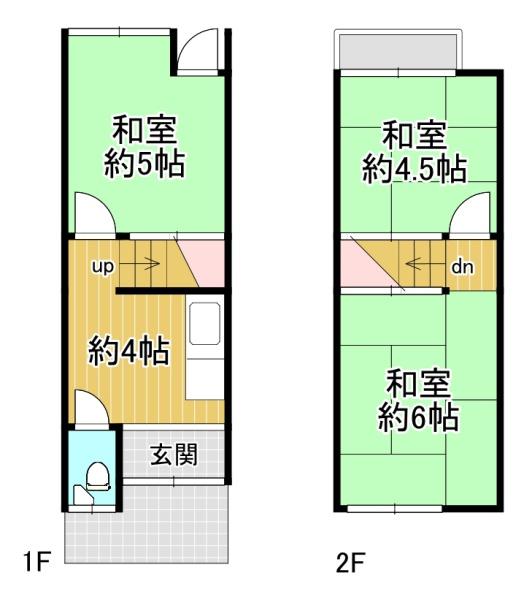 京都市右京区太秦組石町　中古テラスハウス 間取図・土地図