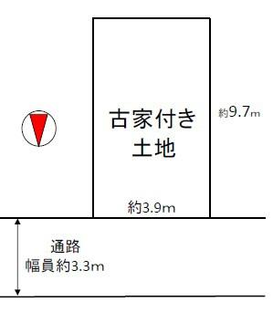 高石市綾園6丁目　古家付き売土地 間取図・土地図