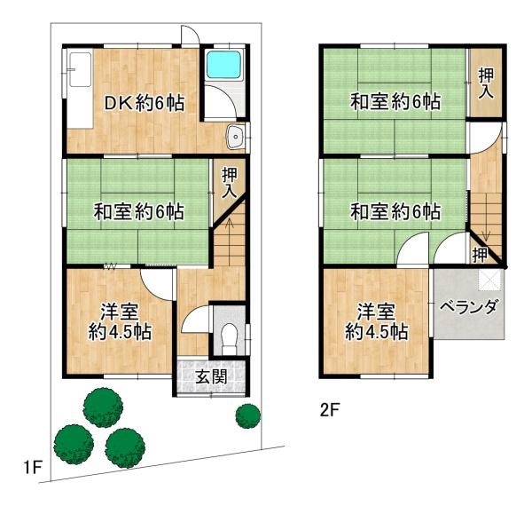 堺市北区南花田町　中古戸建 間取図・土地図
