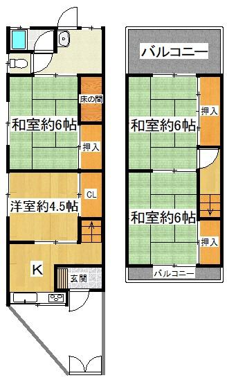 大阪市住之江区御崎2丁目　中古テラス 間取図・土地図