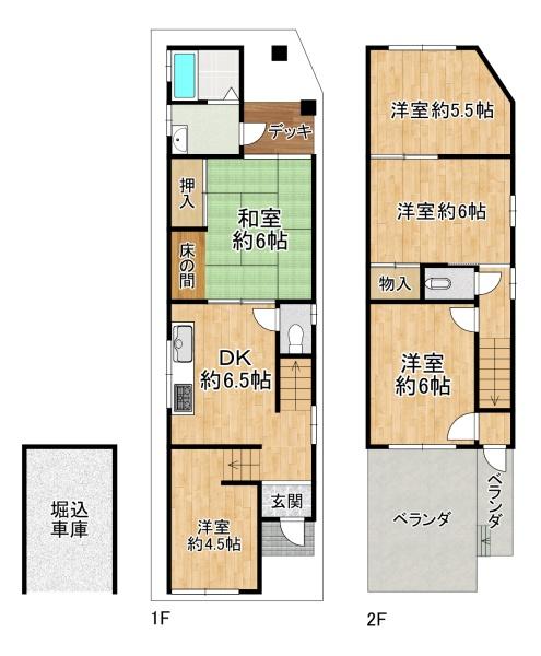 大阪府松原市北新町５丁目 間取図・土地図
