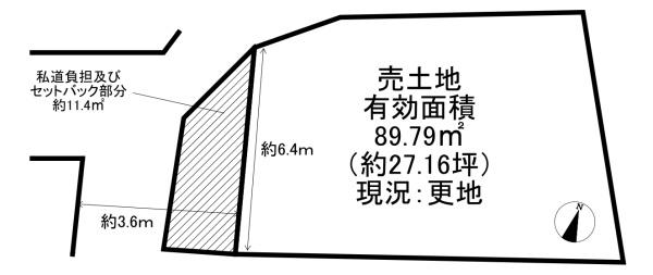 京都市右京区鳴滝安井殿町　建築条件無売土地 間取図・土地図