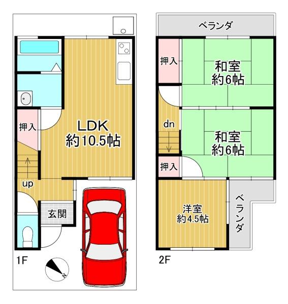 京都市山科区大宅甲ノ辻町　中古戸建 間取図・土地図