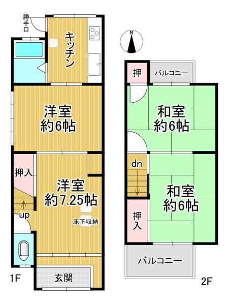 京都市山科区西野後藤　中古テラスハウス 間取図・土地図