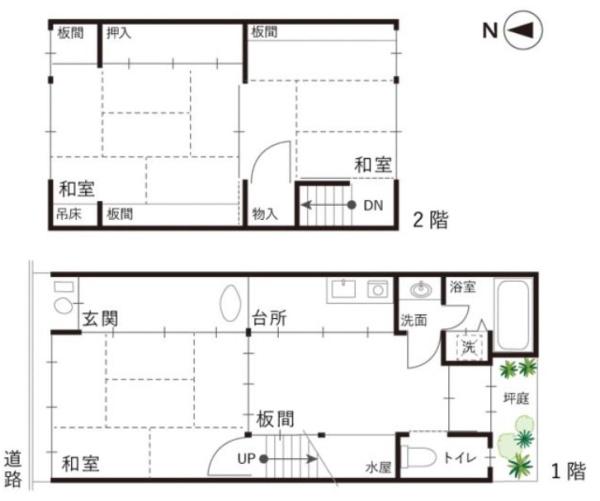 京都市上京区下長者町通六軒町西入利生町　中古テラスハウス 間取図・土地図