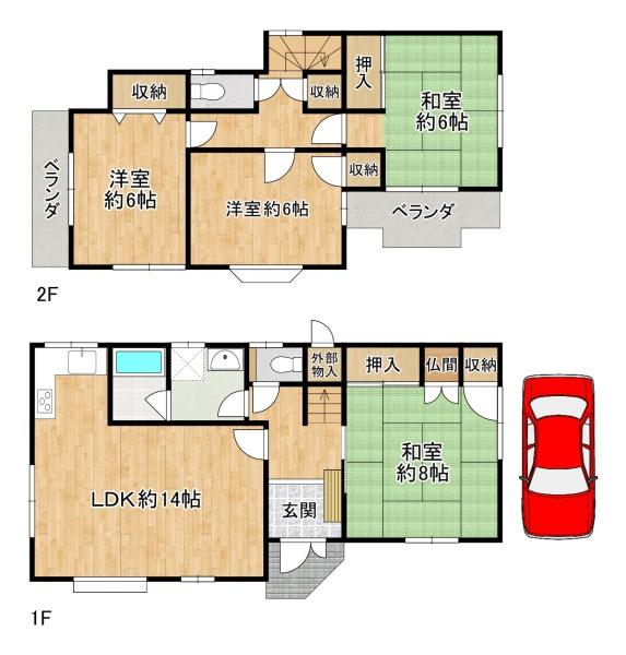 羽曳野市西浦　中古戸建 間取図・土地図