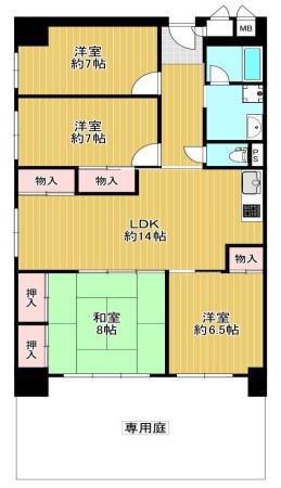 桂川ハイツ4号棟 間取図・土地図