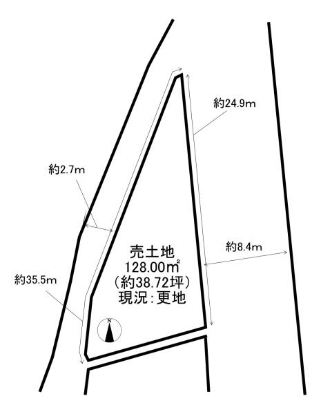 京都市西京区大枝東長町　建築条件無売土地 間取図・土地図