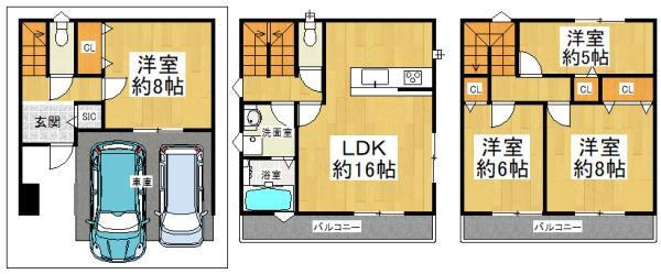 堺市東区北野田　中古戸建 間取図・土地図