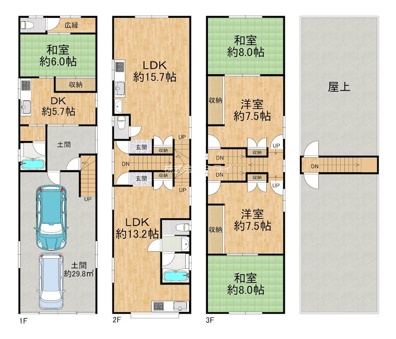 大阪市城東区諏訪3丁目　中古戸建 間取図・土地図