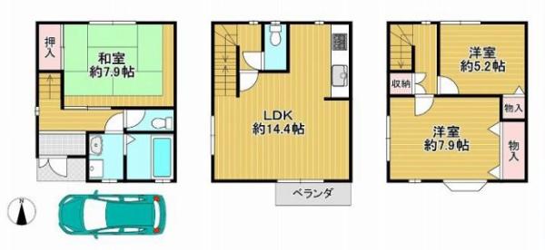 京都市伏見区新町1丁目　中古戸建 間取図・土地図