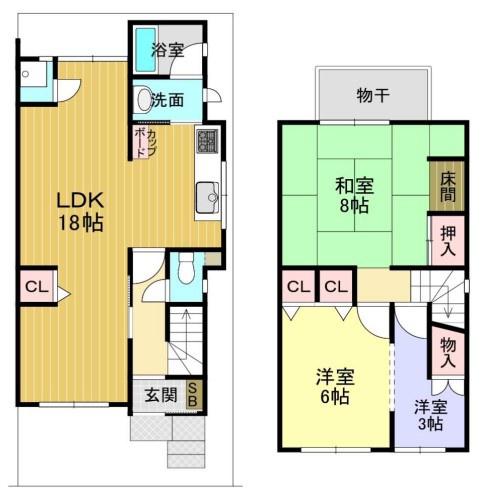京都市右京区嵯峨広沢北下馬野町　中古戸建 間取図・土地図
