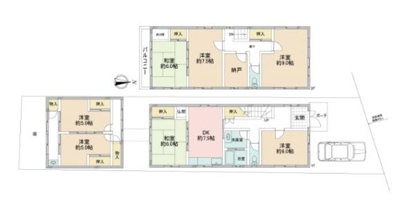 京都市中京区西ノ京北円町　中古戸建 間取図・土地図