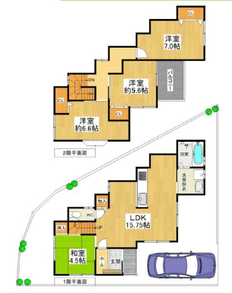 堺市中区深井水池町　中古戸建 間取図・土地図