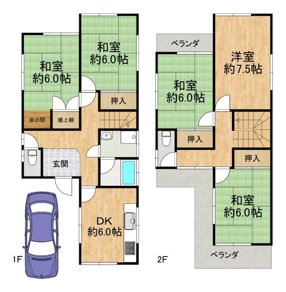 八尾市青山町2丁目　中古戸建 間取図・土地図