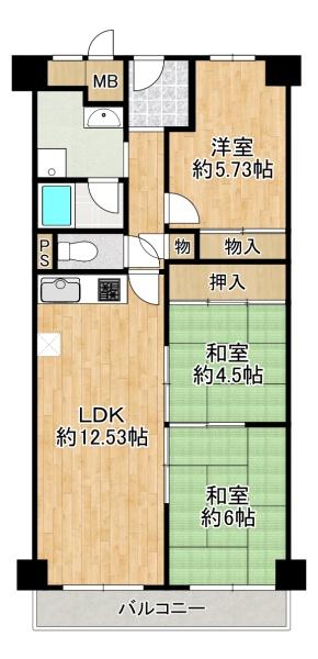 日商岩井泉尾マンション2号棟 間取図・土地図