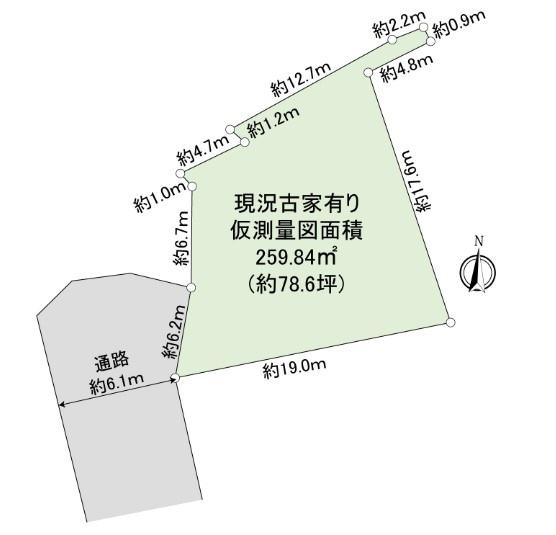 京都市山科区安朱奥ノ田　古家付売土地 間取図・土地図
