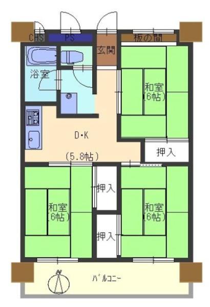 山科団地A棟 間取図・土地図