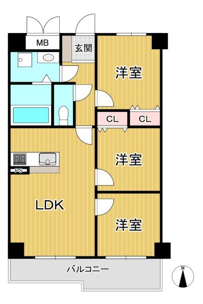サンマンション丸太町 間取図・土地図
